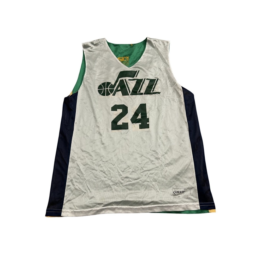Smash Athletics Utah Jazz Basketball Jersey Mens Medium White Reversible #24 USA